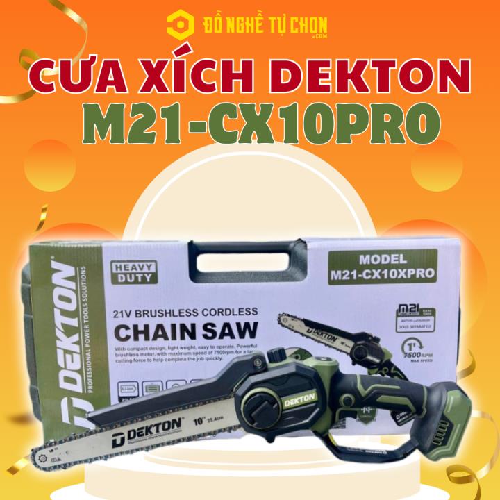 Cưa Xích Pin DEKTON M21-CX10PRO Vượt Trội – Gọn Nhẹ, Mạnh Mẽ, Linh Hoạt Cho Mọi Công Việc Cắt Gỗ