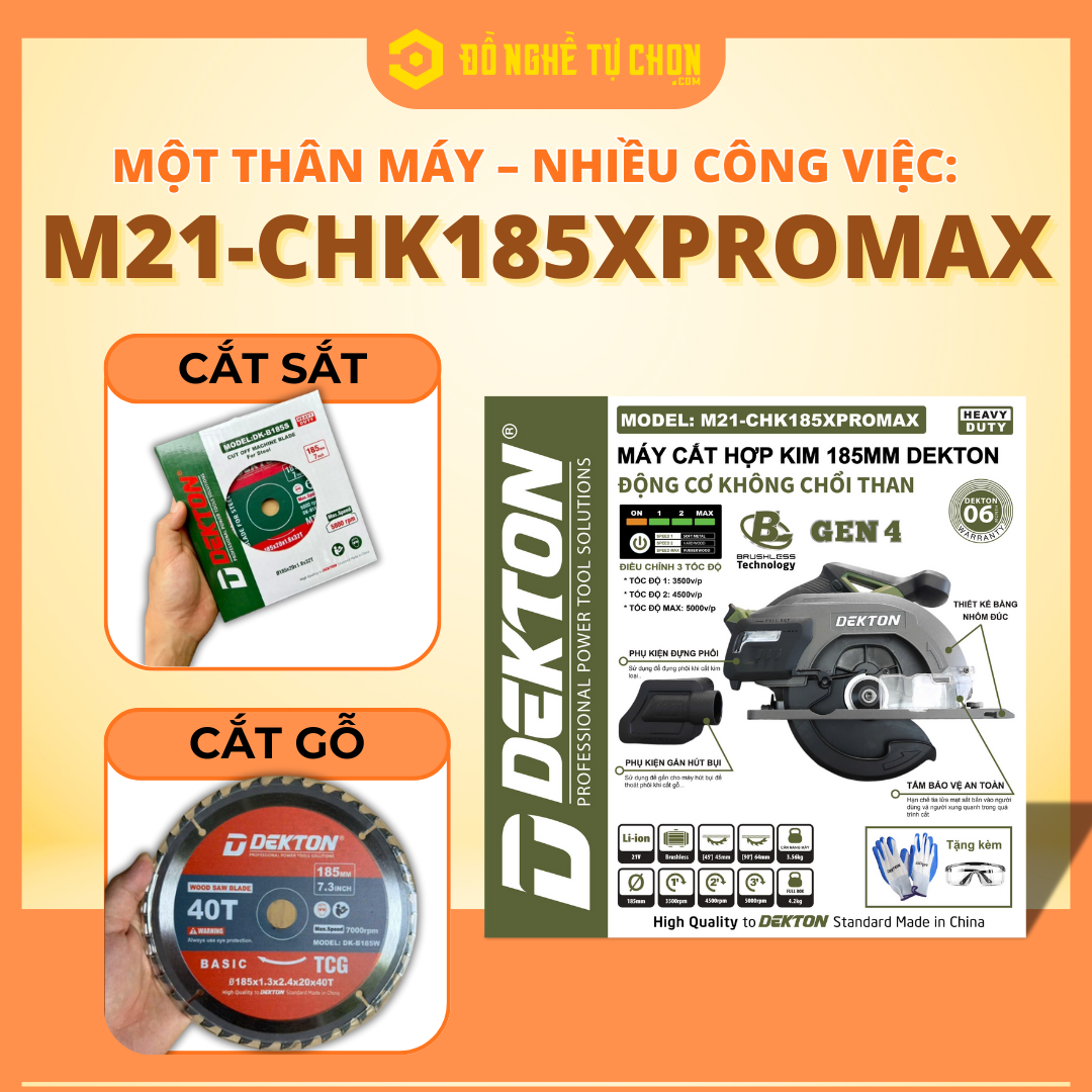 Đồ Nghề Tự Chọn Giới Thiệu Một Thân Máy – Nhiều Công Việc: Hiểu Đúng Về Máy Cắt Pin Dekton M21-CHK185XPROMAX