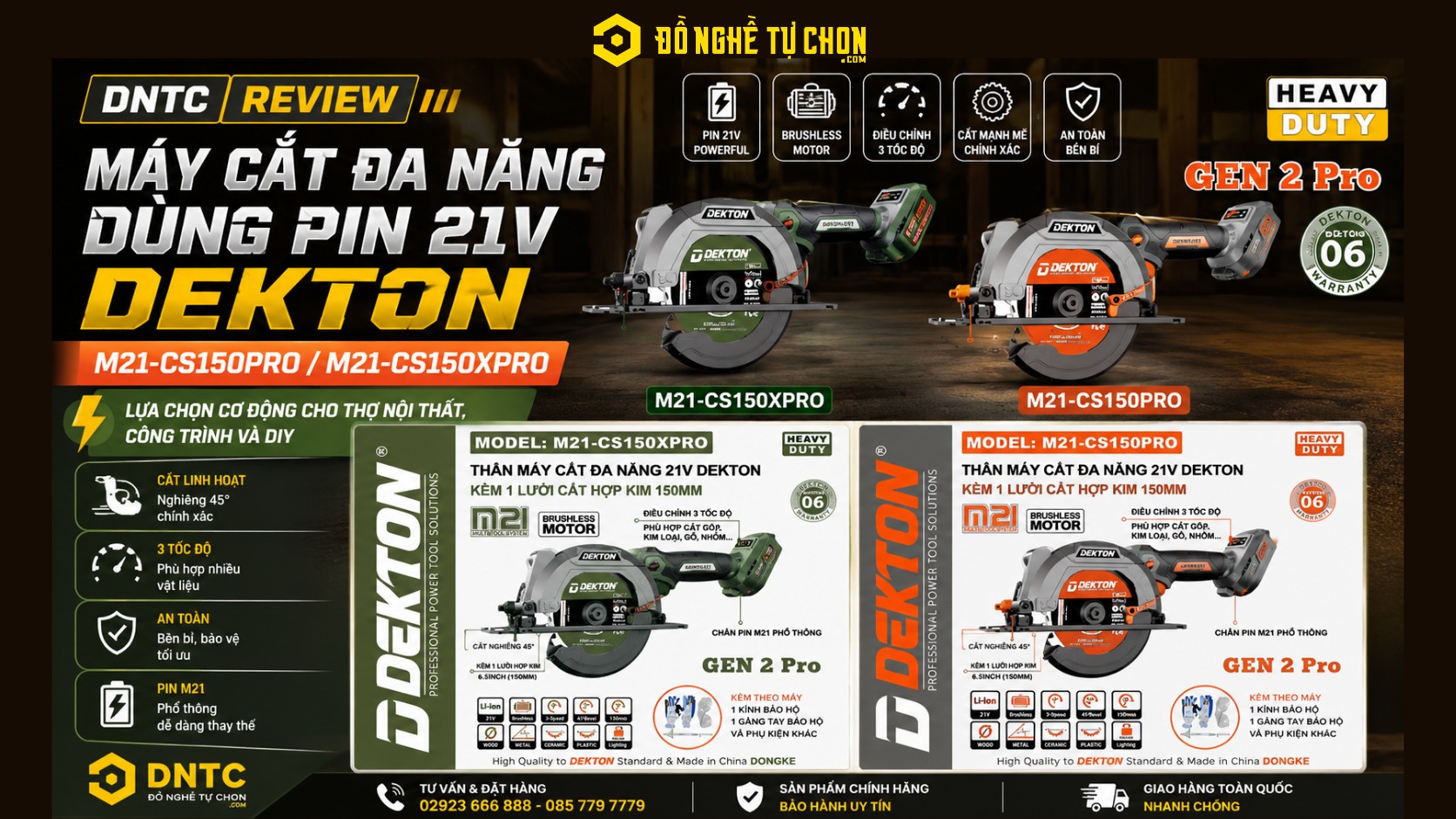 DNTC Review máy cắt đa năng dùng pin 21V Dekton M21-CS150PRO/M21-CS150XPRO: lựa chọn cơ động cho thợ nội thất, công trình và DIY