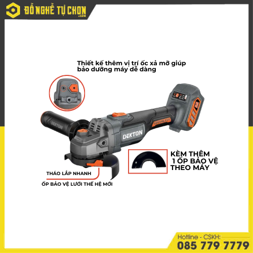 THÂN MÁY mài góc dùng pin Dekton M21-AG100PLUS - MÀU XÁM
