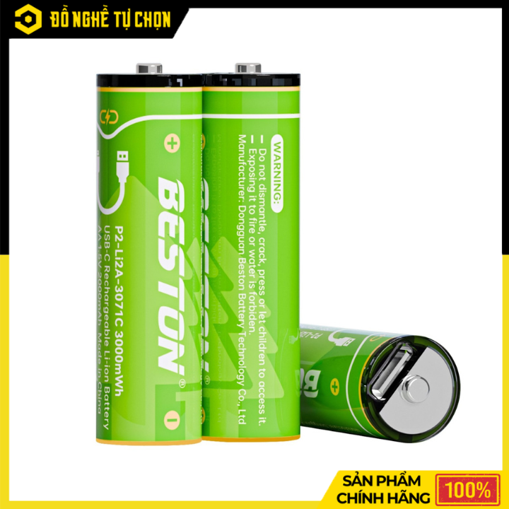 Hộp 4 Viên Pin Sạc AA 3000mWh Beston Lithium 1.5V USB-C - 2AC-80 – Sạc Trực Tiếp, Dung Lượng Cao, Tiện Lợi – Hàng Chính Hãng Có VAT