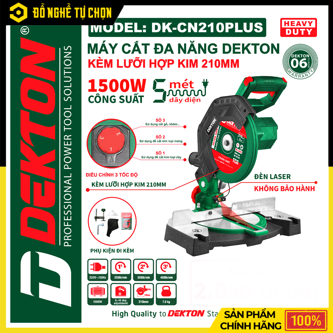 Máy cắt kim loại đặt cố định (loại cắt đứt) hiệu DEKTON, Model: DK-CN210PLUS