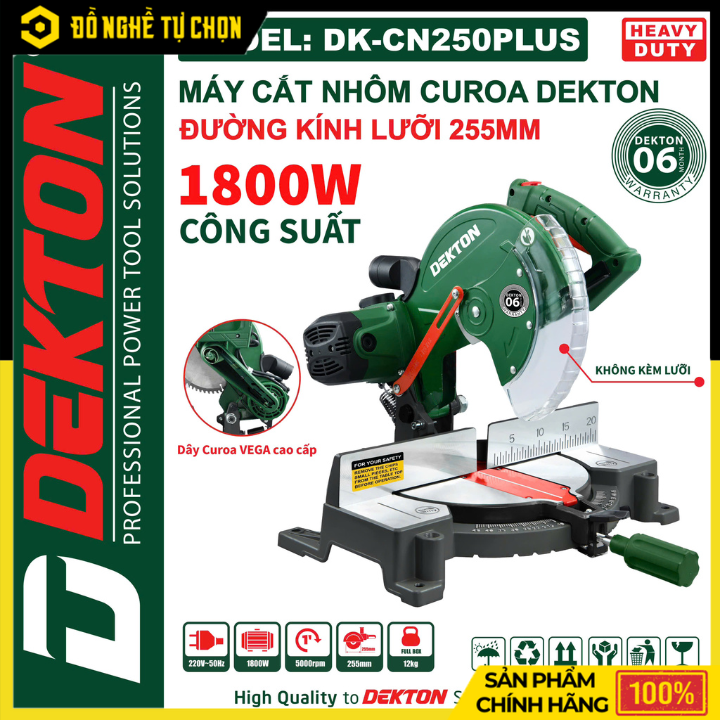 Máy Cắt Nhôm Dây Curoa Dekton DK-CN255PLUS – 1650W – Kèm Lưỡi 255mm – Hàng Chính Hãng Có VAT