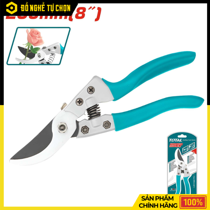 Kéo Cắt Tỉa Cành TOTAL THTP62081 – 8” (205mm) – Lưỡi Thép Carbon Sắc Bén – Tay Cầm Nhôm Bọc PVC – Hàng Chính Hãng Có VAT