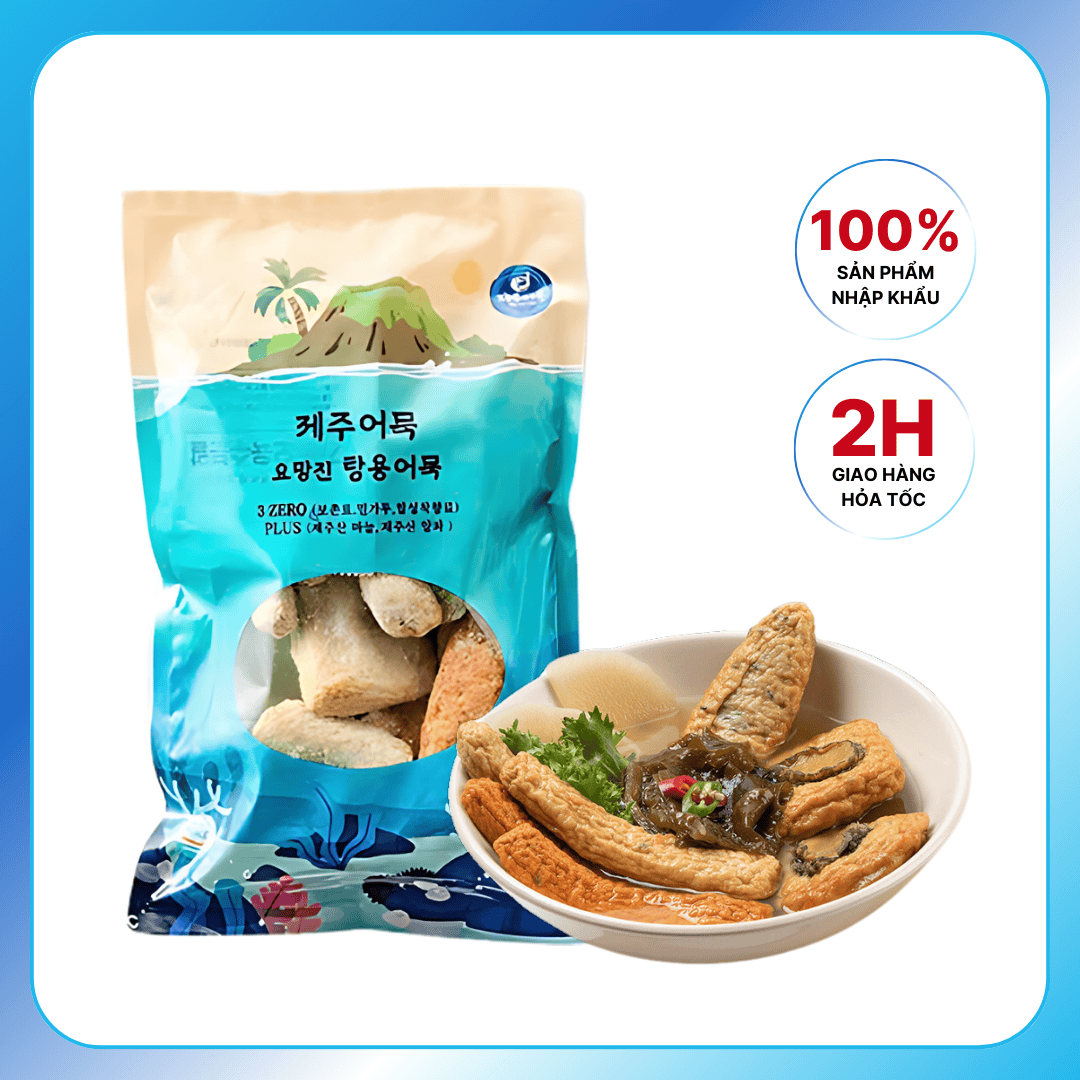 Mua 1 tặng 1 - Chả Cá Jeju Ăn Liền 5 Loại Topping Hàn Quốc 500gram