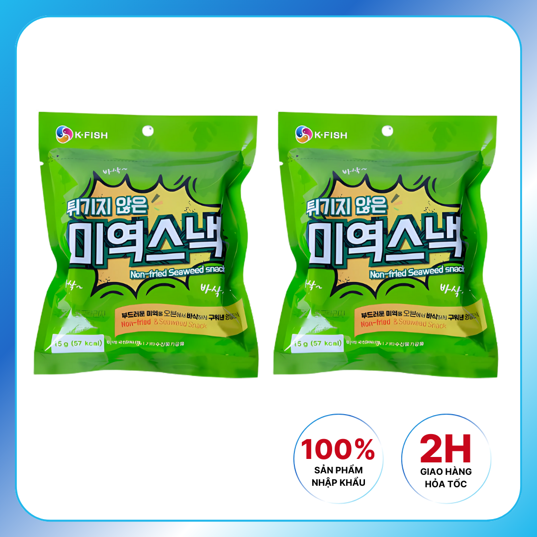 Combo 2 Gói Snack Rong Biển Nướng Tách Dầu Ăn Kiêng Giòn Thơm Seokha Hàn Quốc 15gram/ Gói