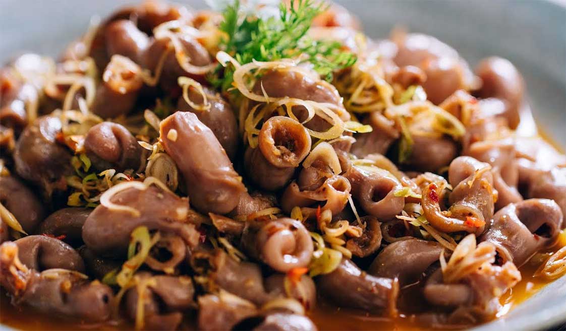 món Bao tử cá basa cháy tỏi