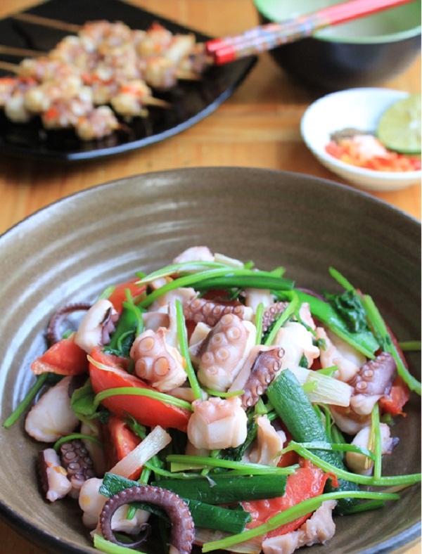 bạch tuộc xào ngon