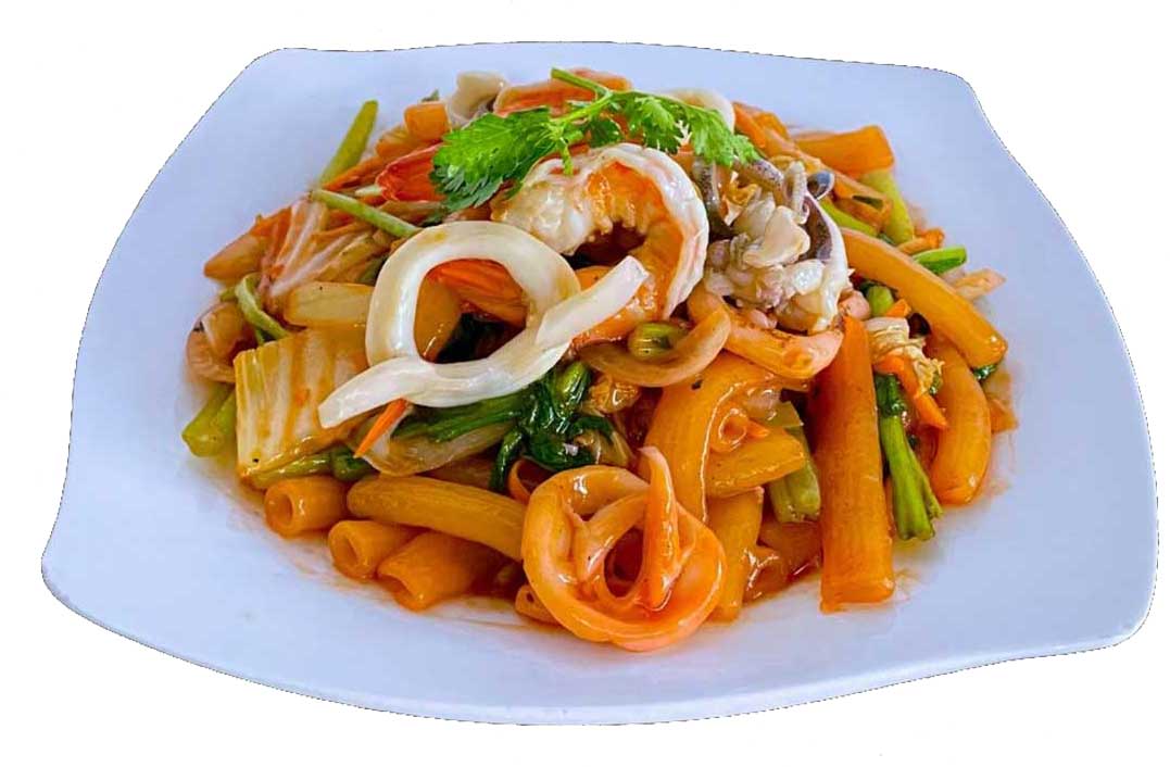 Nui xào hải sản ngon