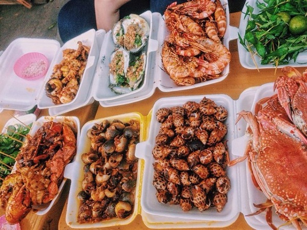 hải sản nướng chợ hàng dương