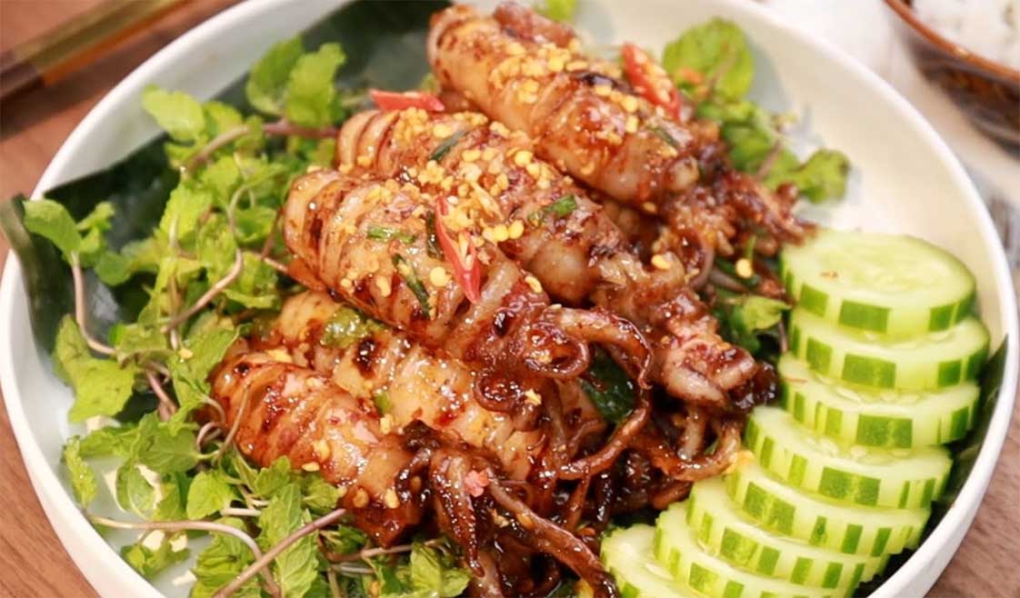món mực nút chiên nước mắm có thể dùng nguyên liệu mực nang nút đông lạnh