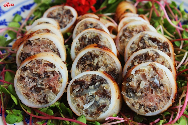 mực ống nhồi thịt chiên