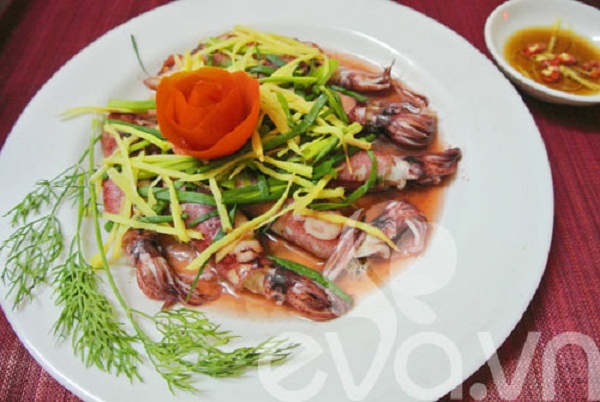 mực trứng hấp gừng