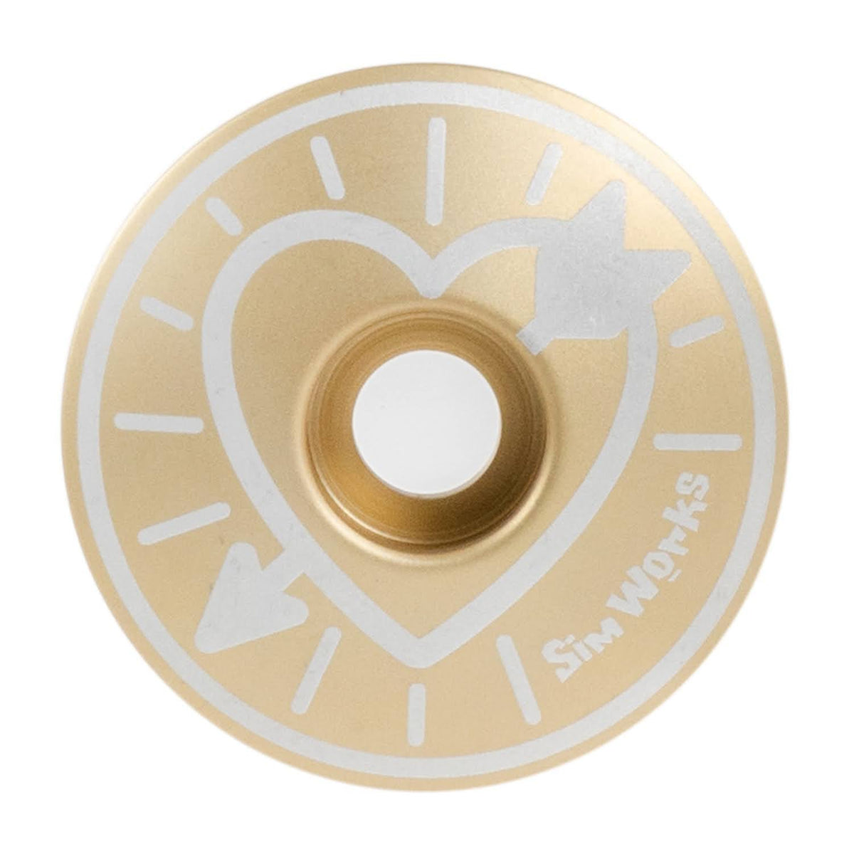 Nắp Chụp Pô Tăng SIMWORKS Heart & Arrow Stem Cap - Gold 2024 Limited