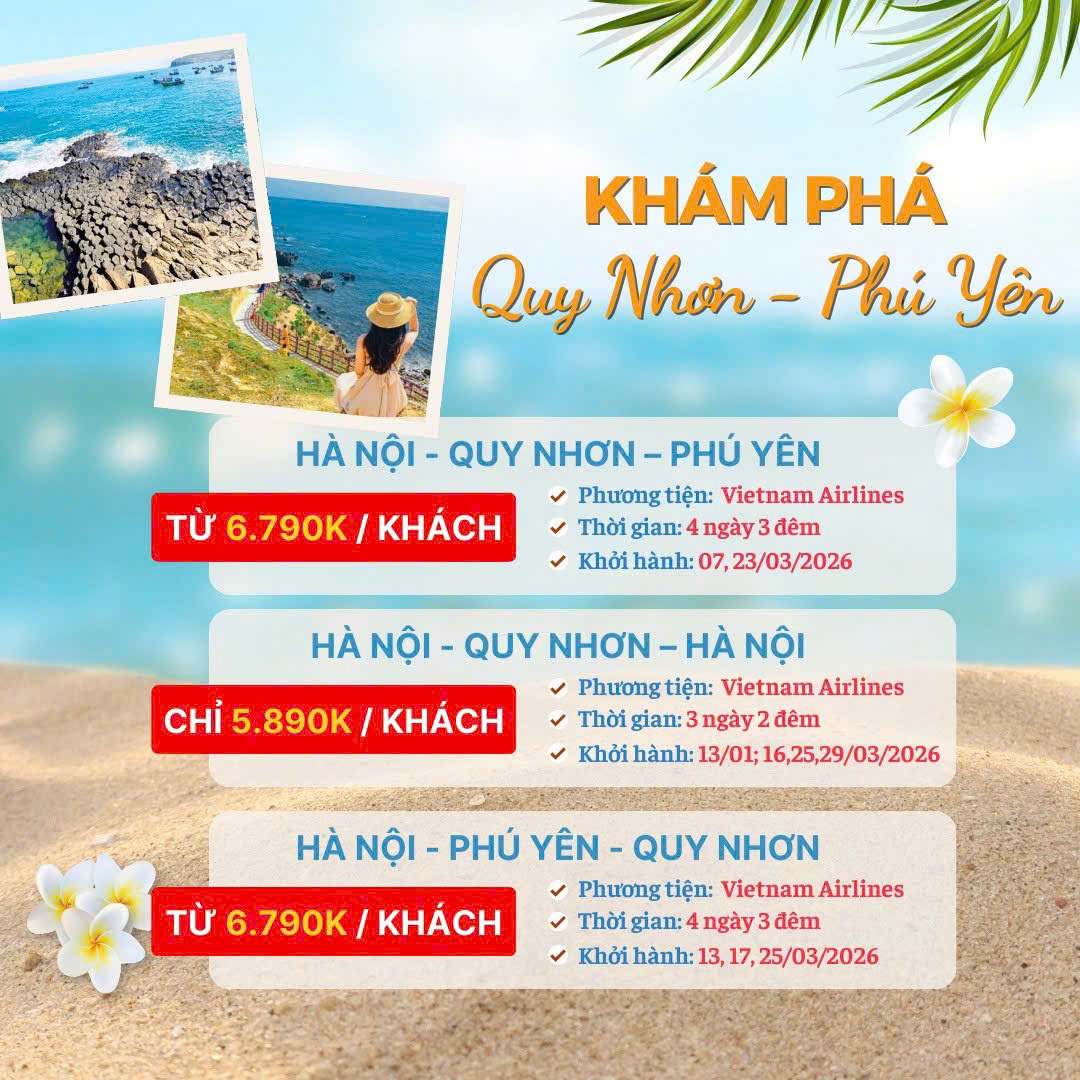 Tour Quy Nhơn – Tuy Hòa 2026 | Khởi Hành Từ Hà Nội Giá Ưu Đãi