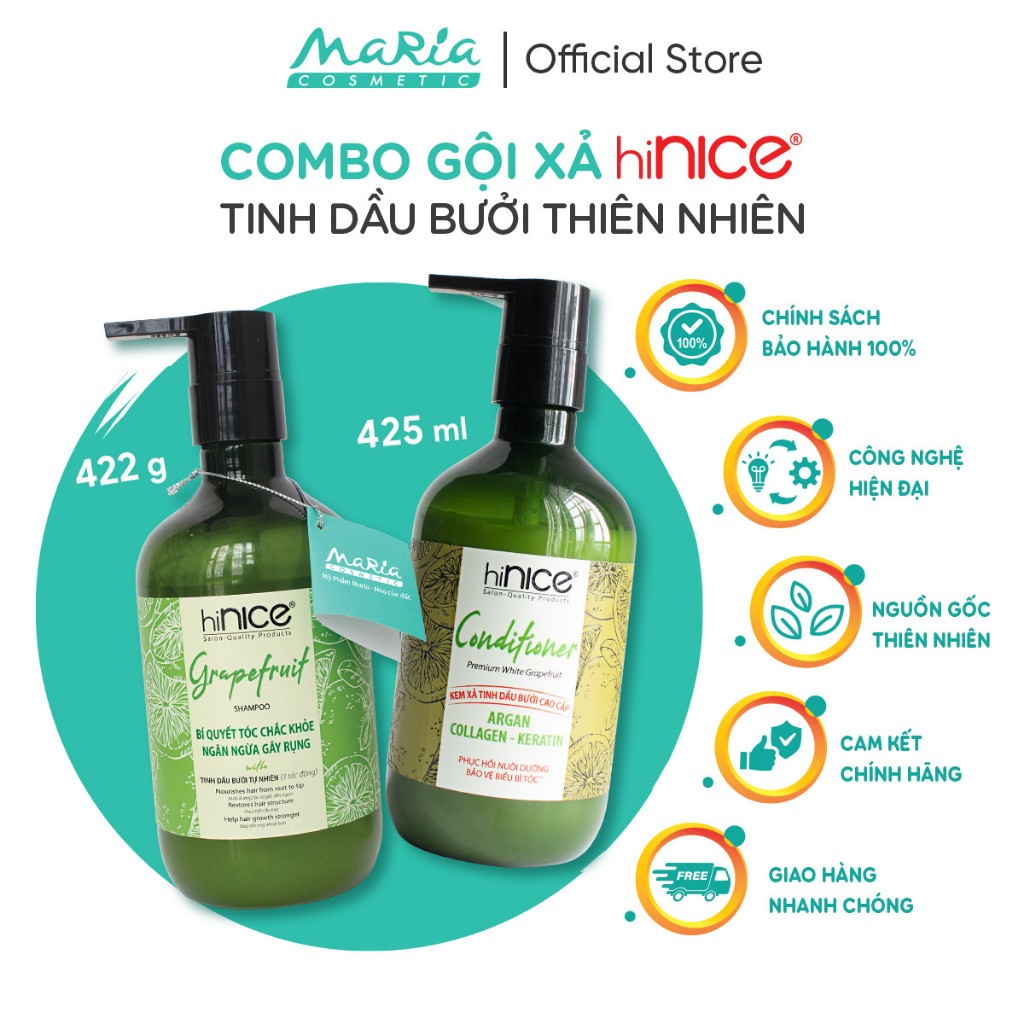 Bộ đôi gội xả hiNice tinh dầu Bưởi thiên nhiên (422g+266ml)x20 bộ