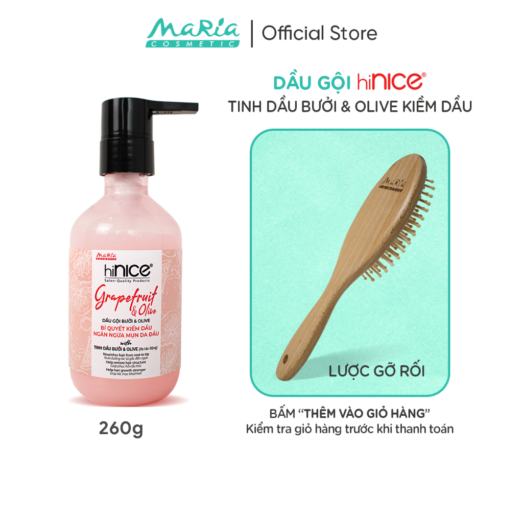 Dầu gội hiNice tinh dầu thiên nhiên Bưởi & Olive kiềm dầu 260gx40 chai