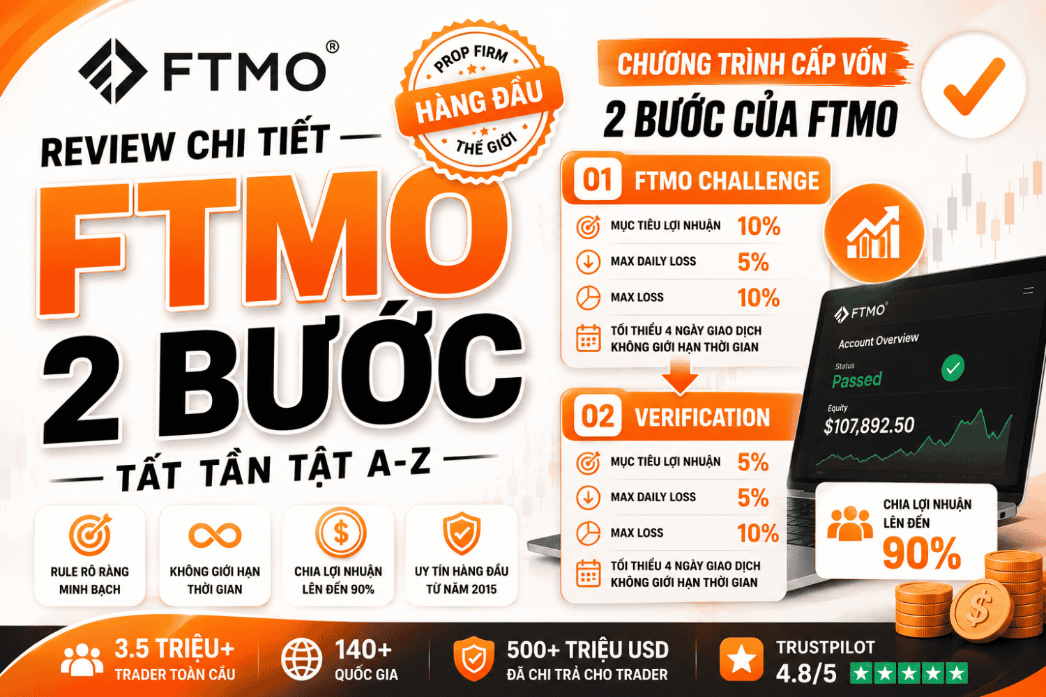 Review Chi Tiết Về Chương Trình Cấp Vốn 2 Bước Của FTMO (2026)