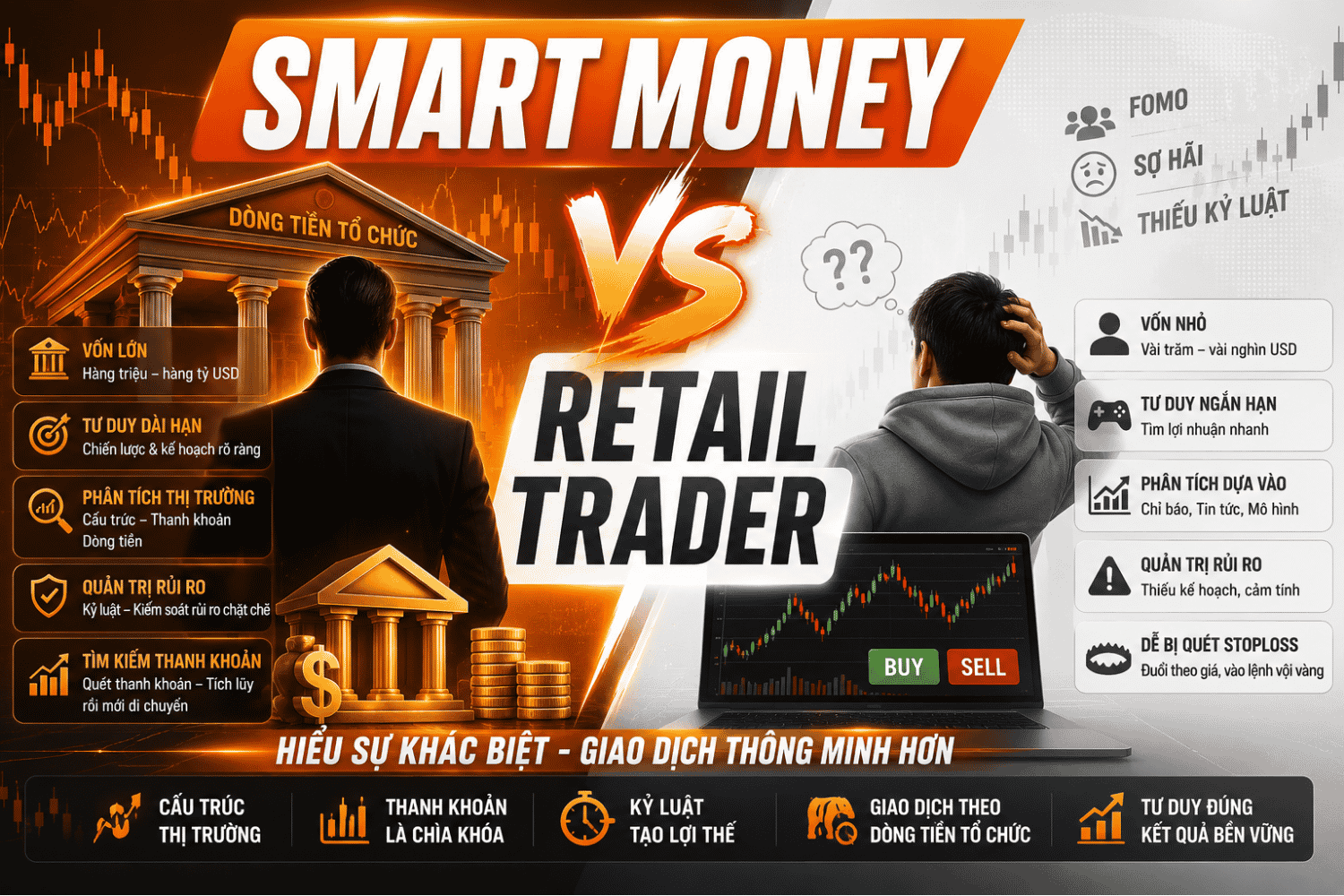 Smart Money vs Retail Trader: 12 Điểm Khác Biệt Quan Trọng Bạn Cần Biết