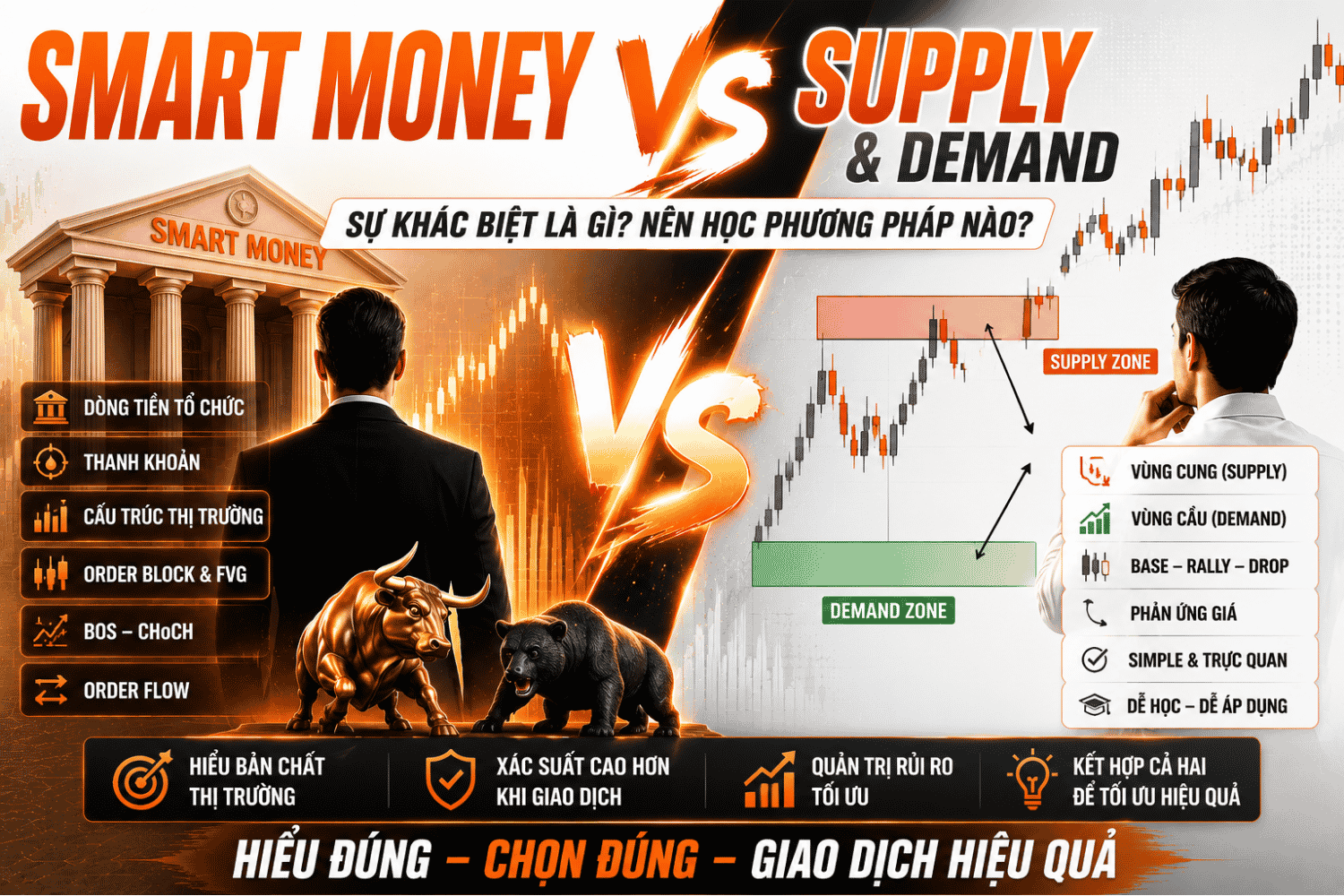 Smart Money vs Supply & Demand: Khác Biệt Gì? Nên Học Phương Pháp Nào?