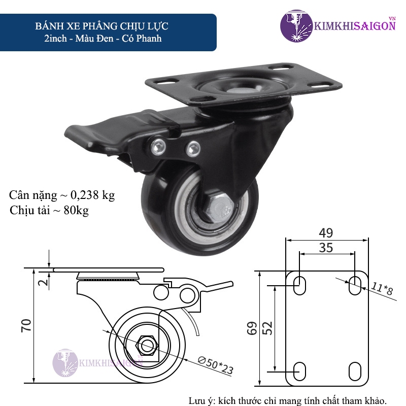 Bánh Xe Đẩy Hàng, Bánh Xe Xoay 360 Độ, Bánh Xe Chịu Tải Vừa Và Lớn BX-03
