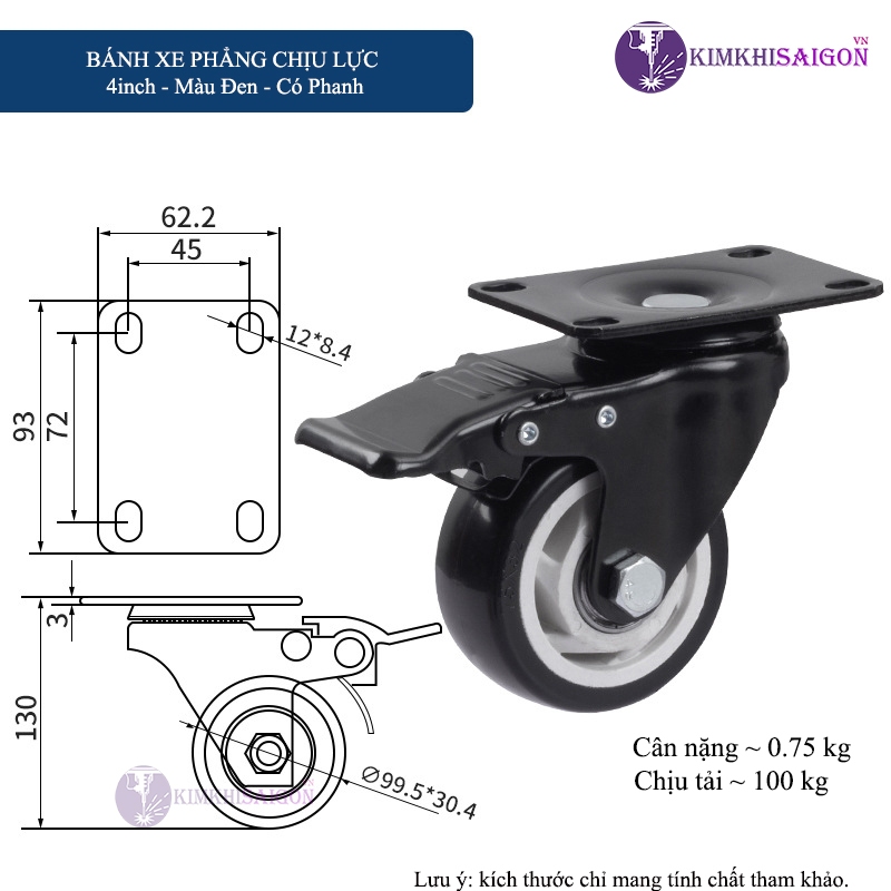 Bánh Xe Đẩy Hàng, Bánh Xe Xoay 360 Độ, Bánh Xe Chịu Tải Vừa Và Lớn BX-03