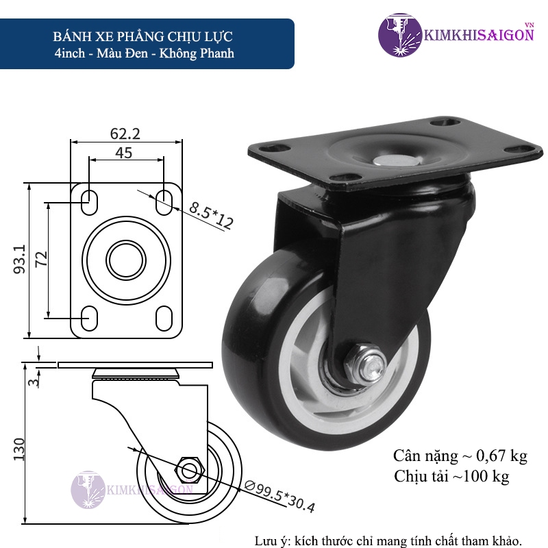 Bánh Xe Đẩy Hàng, Bánh Xe Xoay 360 Độ, Bánh Xe Chịu Tải Vừa Và Lớn BX-03