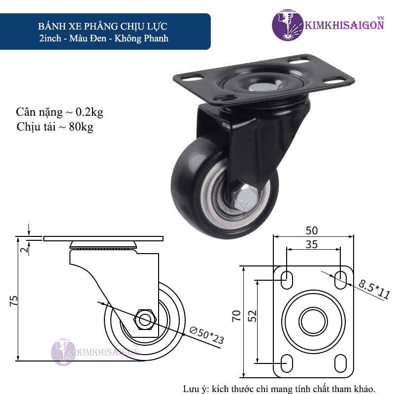 Bánh Xe Đẩy Hàng, Bánh Xe Xoay 360 Độ, Bánh Xe Chịu Tải Vừa Và Lớn BX-03