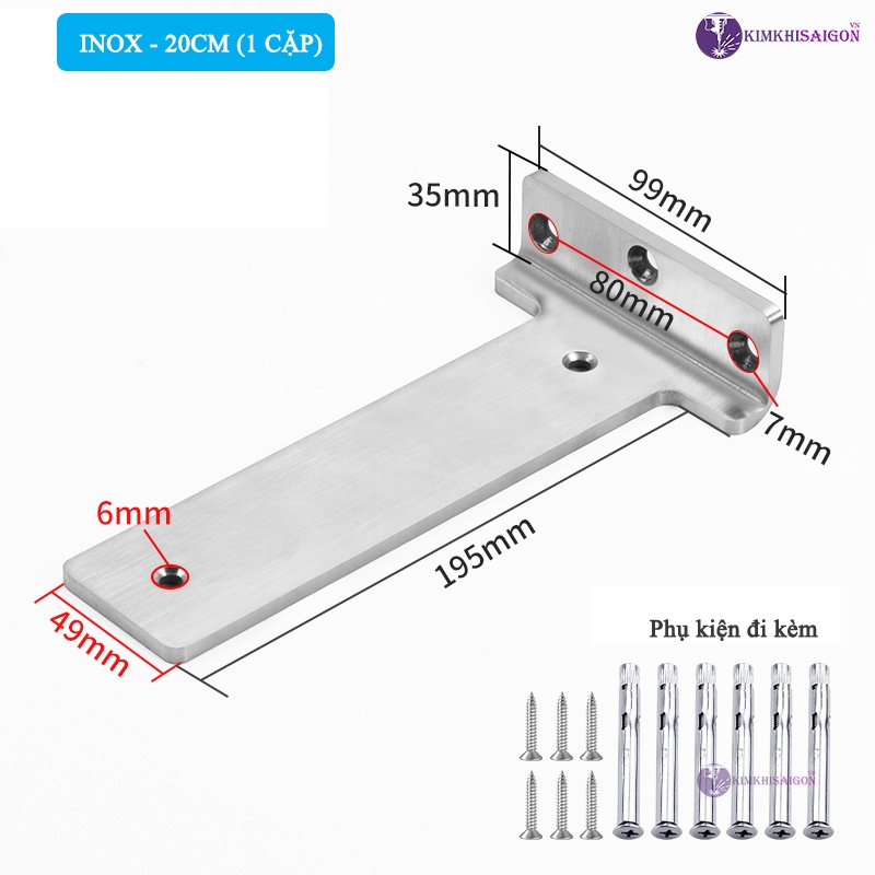 Bộ 2 Giá Đỡ Kệ Chữ T Pát Sắt Treo Tường PGT-04
