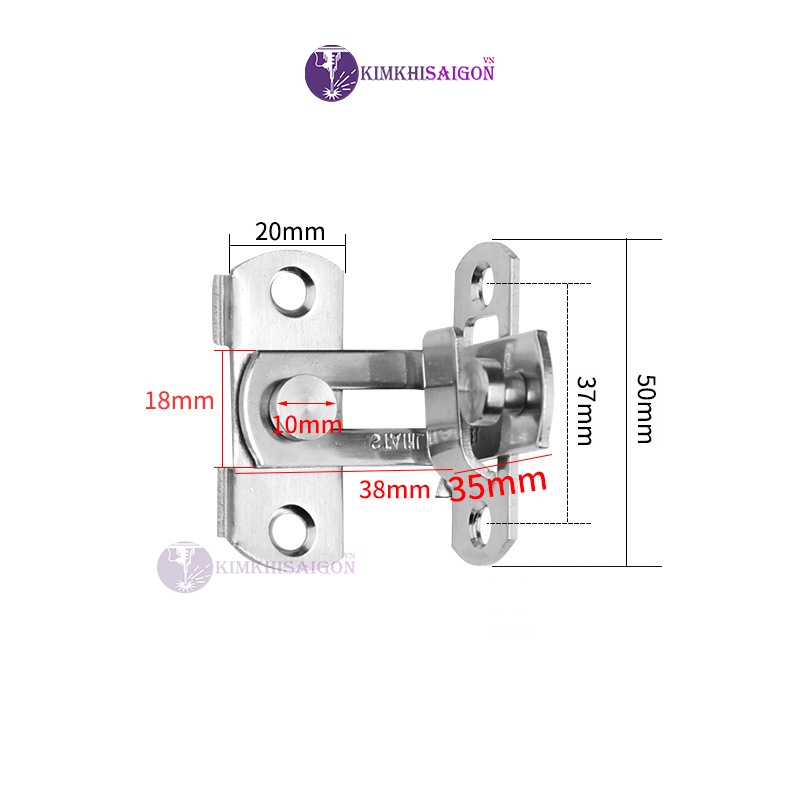 Chốt Khóa Cài Cửa Góc Vuông 90 Độ Bằng Thép Không Gỉ KHOA-04