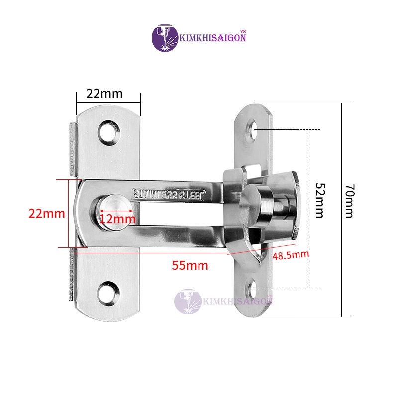 Chốt Khóa Cài Cửa Góc Vuông 90 Độ Bằng Thép Không Gỉ KHOA-04