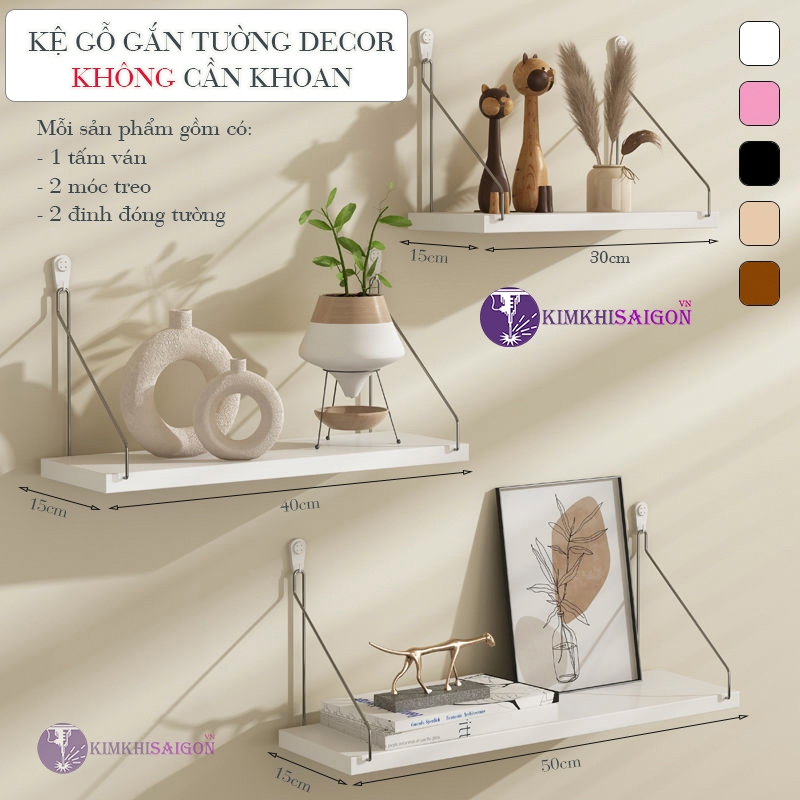 Kệ Treo Tường, Kệ Decor Không Cần Khoan Tường (Tặng Kèm Đinh Và Móc Treo) DC-01