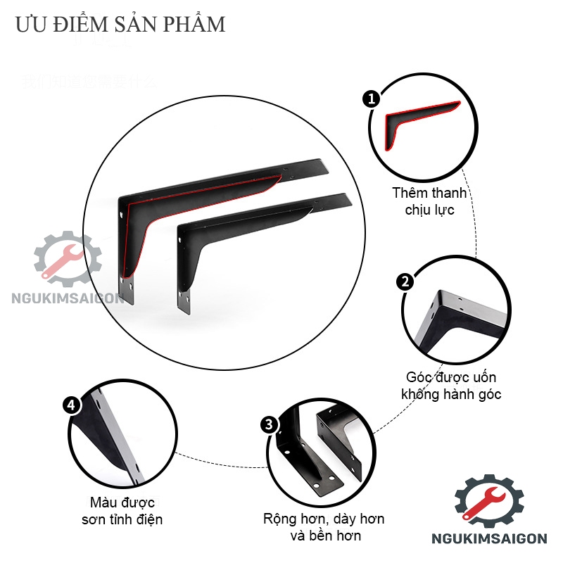 (Bộ 2 Cái) Giá Đỡ Gắn Tường, Kệ Gắn Tường Chịu Tải Lớn, Ke chữ L  PGT-02