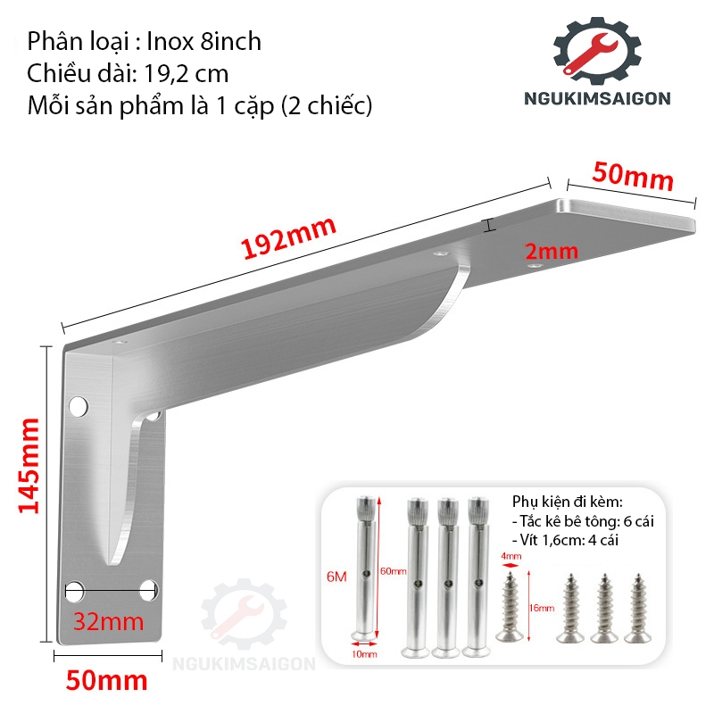 (Bộ 2 Cái) Giá Đỡ Gắn Tường, Kệ Gắn Tường Chịu Tải Lớn, Ke chữ L  PGT-02