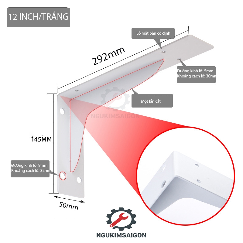 (Bộ 2 Cái) Giá Đỡ Gắn Tường, Kệ Gắn Tường Chịu Tải Lớn, Ke chữ L  PGT-02