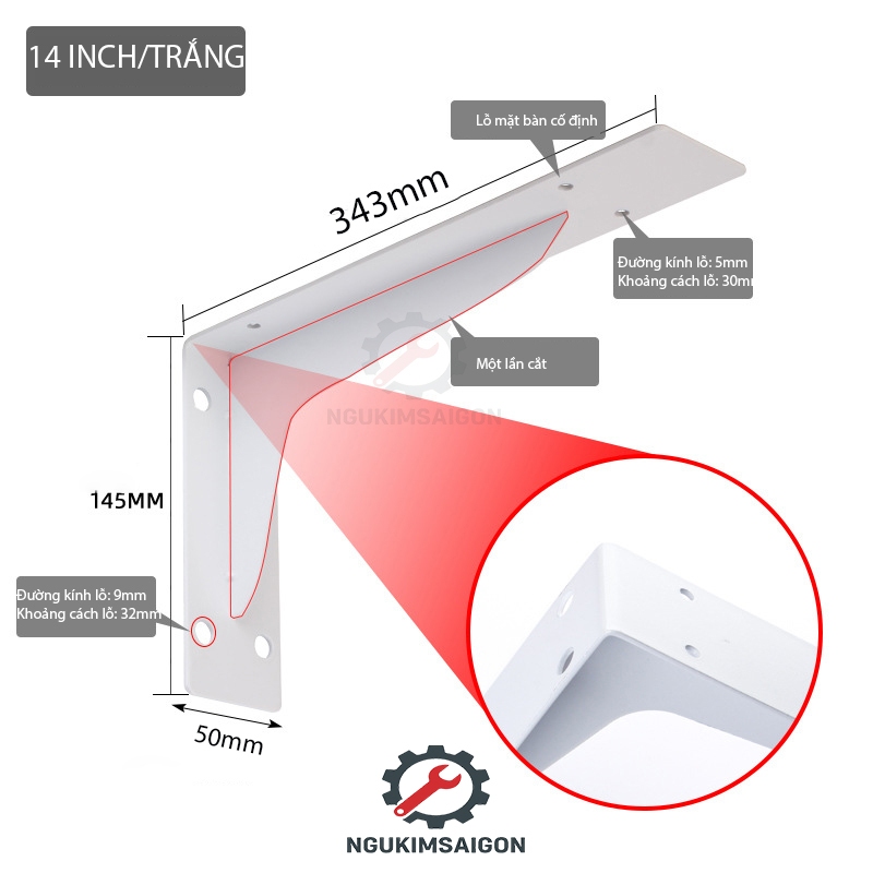 (Bộ 2 Cái) Giá Đỡ Gắn Tường, Kệ Gắn Tường Chịu Tải Lớn, Ke chữ L  PGT-02