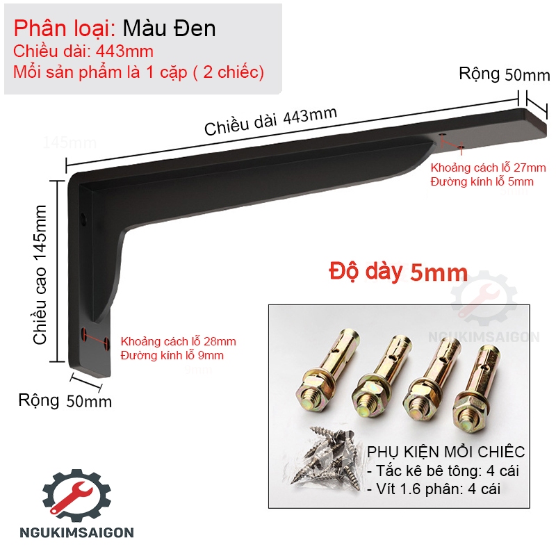 (Bộ 2 Cái) Giá Đỡ Gắn Tường, Kệ Gắn Tường Chịu Tải Lớn, Ke chữ L  PGT-02