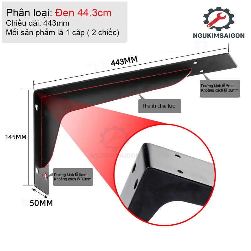 (Bộ 2 Cái) Giá Đỡ Gắn Tường, Kệ Gắn Tường Chịu Tải Lớn, Ke chữ L  PGT-02