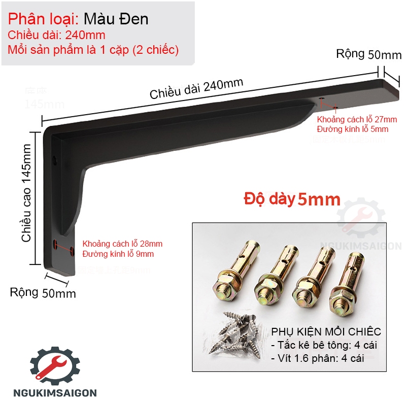 (Bộ 2 Cái) Giá Đỡ Gắn Tường, Kệ Gắn Tường Chịu Tải Lớn, Ke chữ L  PGT-02