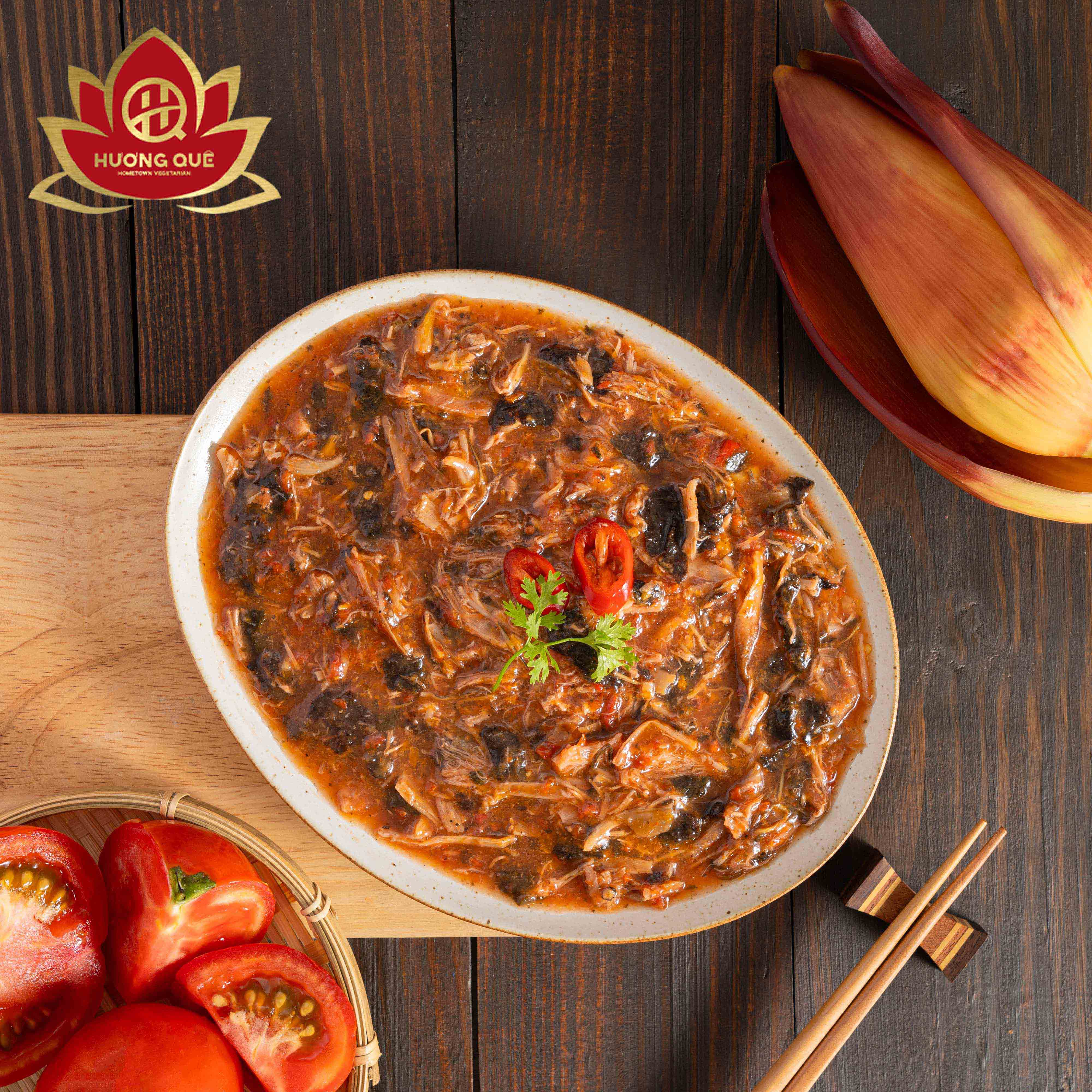 STEW BANANA BLOSSOM WITH TOMATO - BẮP CHUỐI KHO CÀ (CÁ MÒI CHAY) 300g