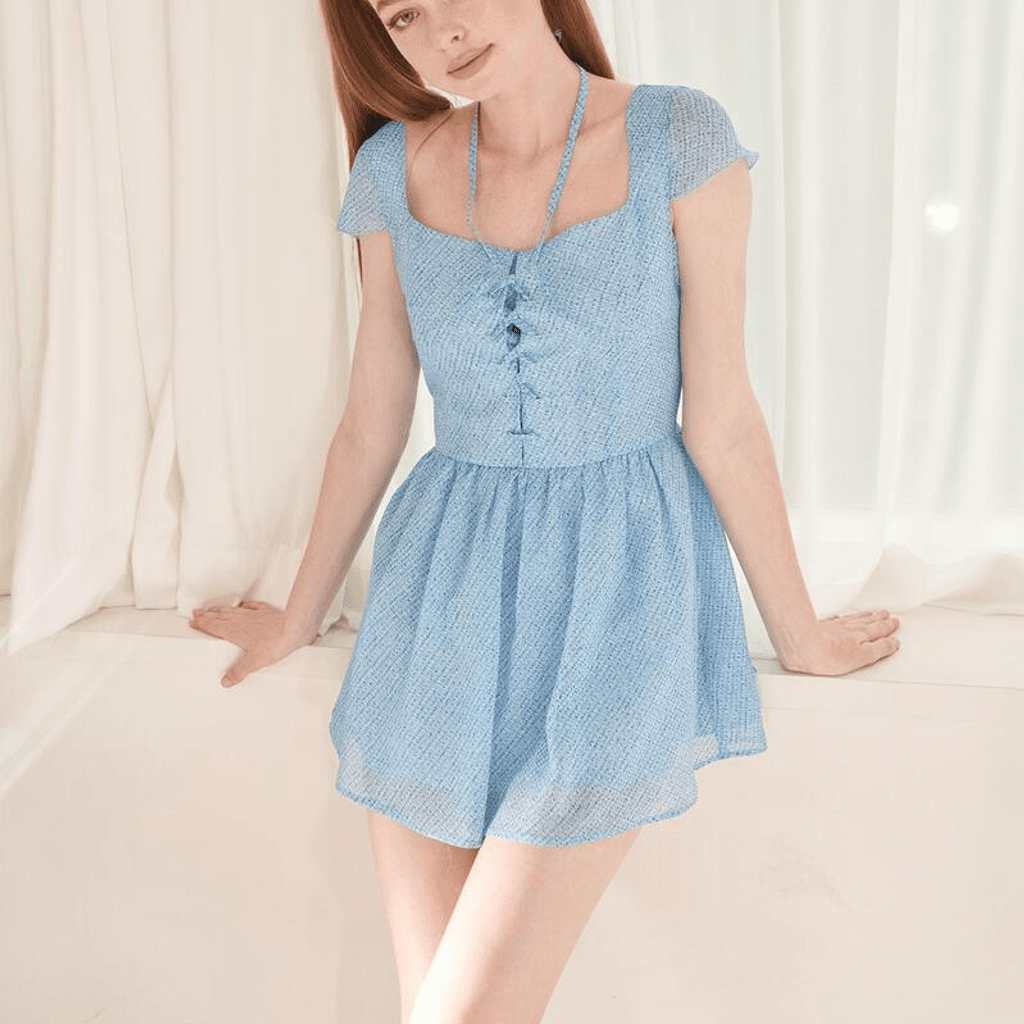 Corset bùng lên quần denim mini