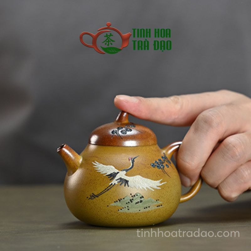 Ấm Tử Sa Gia Qua Vẽ Tiên Hạc Đoạn Nê 190ml - ATS066