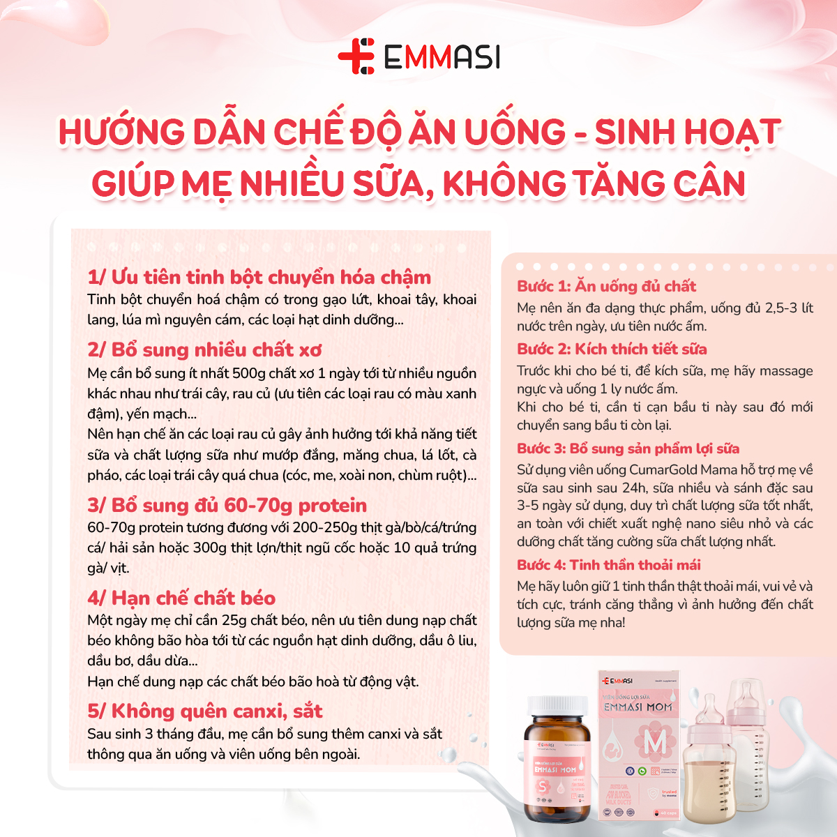 [Combo 2] Viên Uống Lợi Sữa EMMASI 40 Viên Gọi Sữa Về Bổ Huyết Phục Hồi Sức Khoẻ Sau Sinh Tăng Tiết Sữa Cho Con Bú