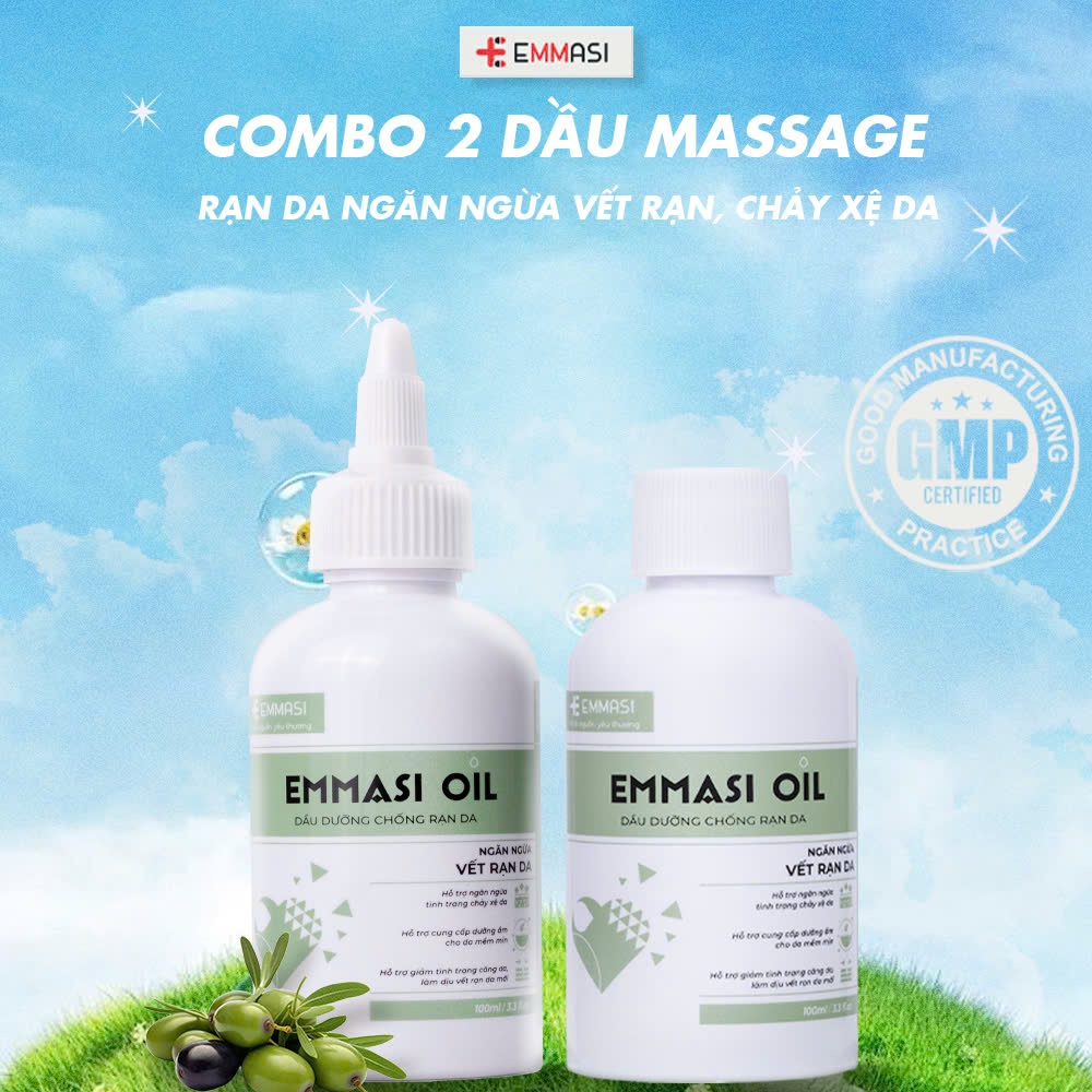 Combo 2 Chai Tinh Dầu Emmasi Oil 100ml Phòng Ngừa Cải Thiện Rạn Da Sau Sinh Rạn Da Tăng Cân Mờ Sẹo Đều Màu Dưỡng Ẩm Da