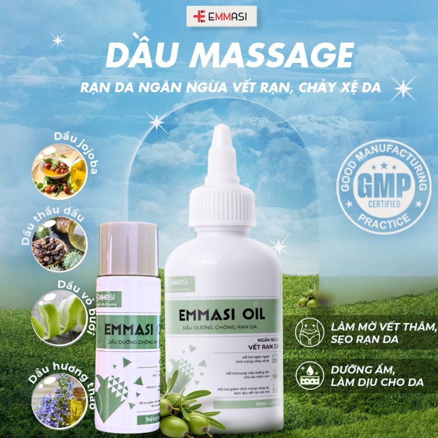 Combo Dầu Rạn Da Emmasi Oil Phòng Ngừa Cải Thiện Rạn Da Mờ Sẹo Đều Màu Dưỡng Ẩm Cho Người Tăng Cân Cho Bà Bầu 100ml