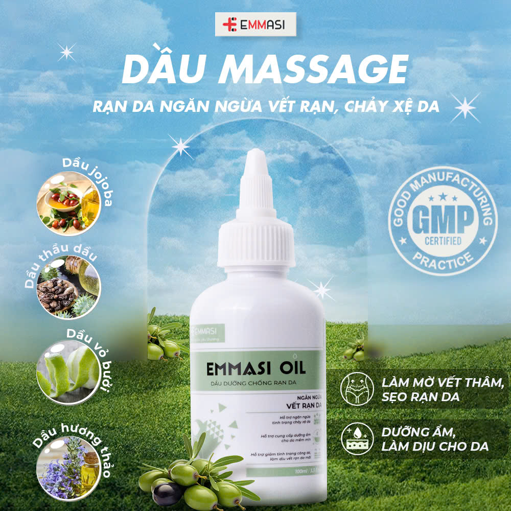 Combo 2 Chai Tinh Dầu Emmasi Oil 100ml Phòng Ngừa Cải Thiện Rạn Da Sau Sinh Rạn Da Tăng Cân Mờ Sẹo Đều Màu Dưỡng Ẩm Da