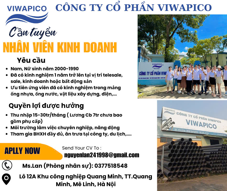 TUYỂN DỤNG NHÂN VIÊN KINH DOANH