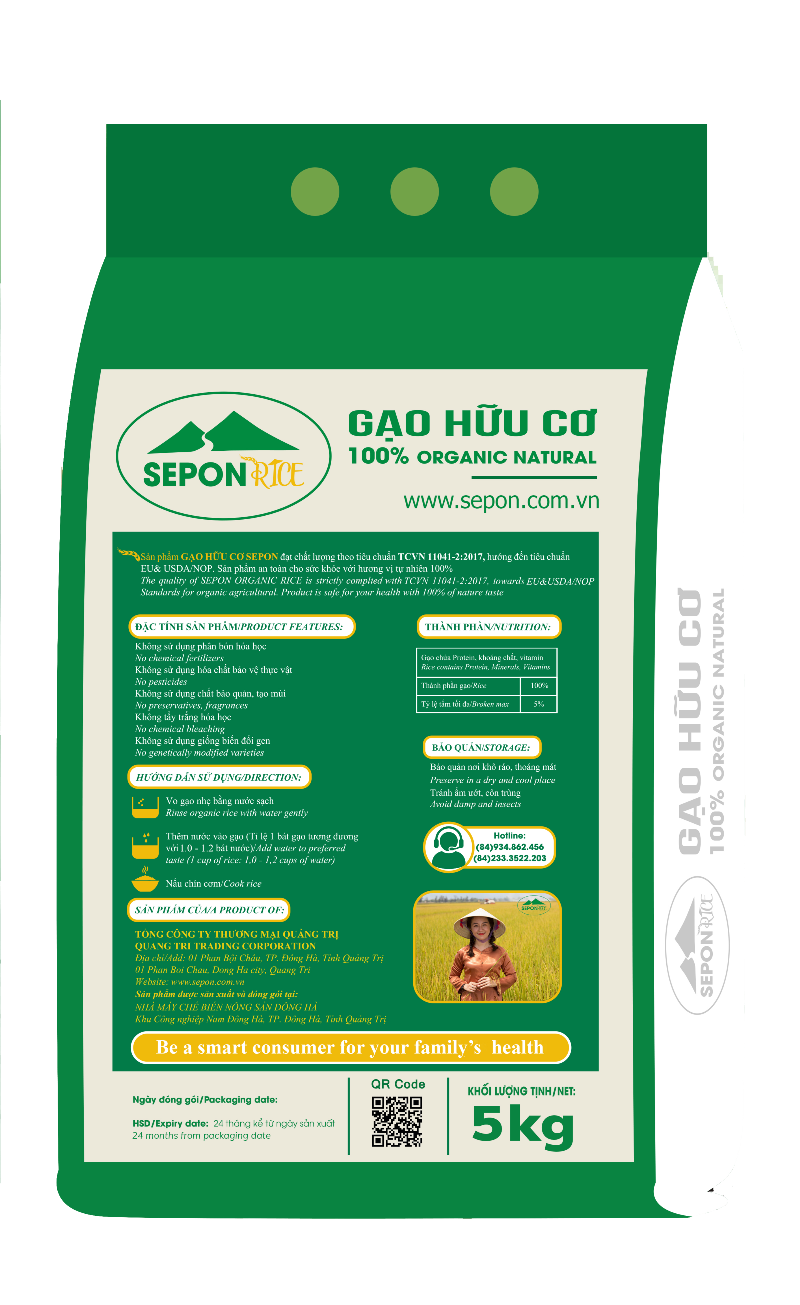 Gạo ST25 Hữu Cơ SEPON - Túi 5 Kg