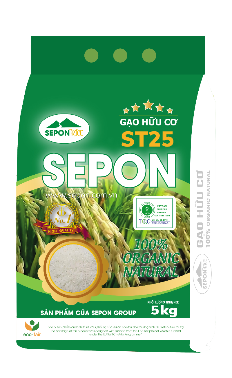 Gạo ST25 Hữu Cơ SEPON - Túi 5 Kg