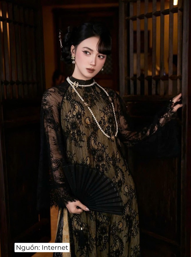 Áo dài ren đen